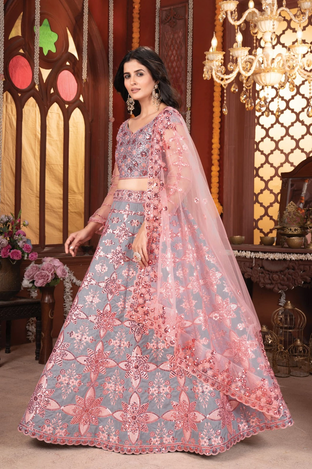 Premium Malburi Silk Lehenga – Thread Embroidery & Heavy Sequins Work | Real Modelling Shoot | House of ShiVisha™ | Code: HOS