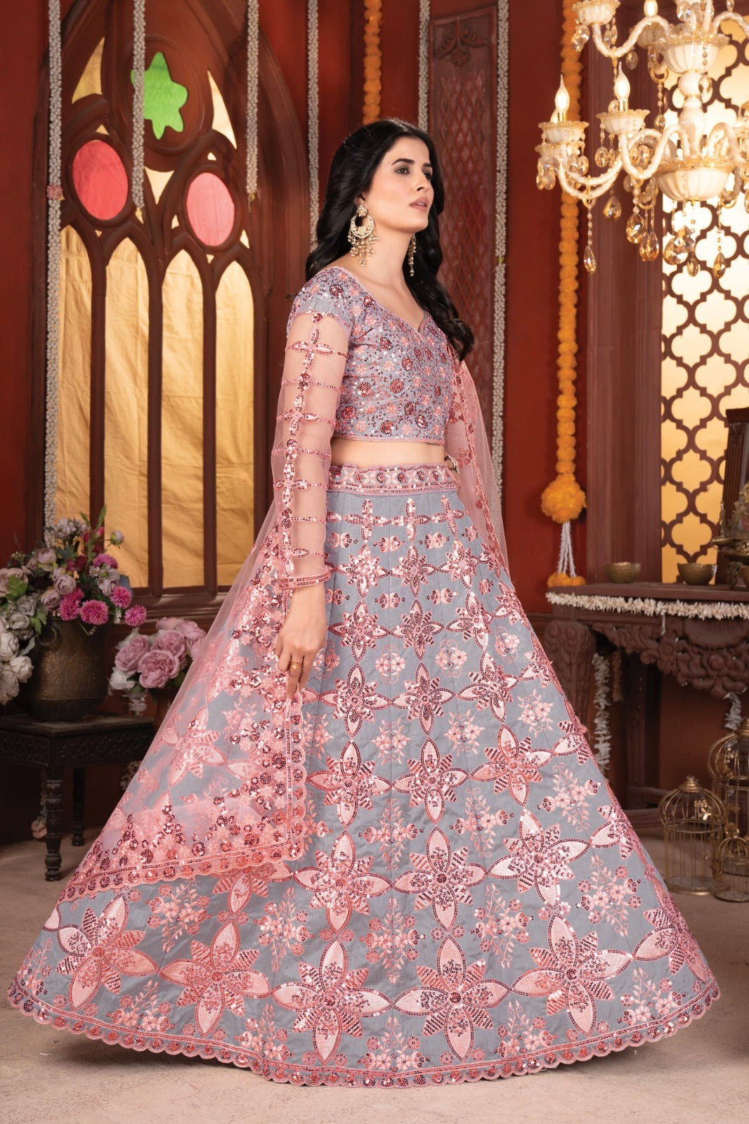 Premium Malburi Silk Lehenga – Thread Embroidery & Heavy Sequins Work | Real Modelling Shoot | House of ShiVisha™ | Code: HOS