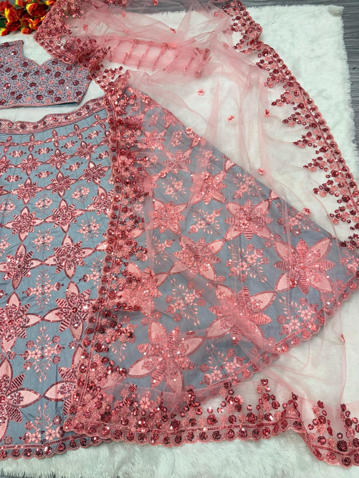 Premium Malburi Silk Lehenga – Thread Embroidery & Heavy Sequins Work | Real Modelling Shoot | House of ShiVisha™ | Code: HOS