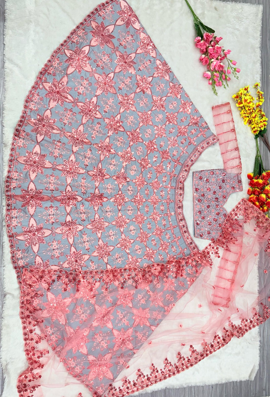 Premium Malburi Silk Lehenga – Thread Embroidery & Heavy Sequins Work | Real Modelling Shoot | House of ShiVisha™ | Code: HOS