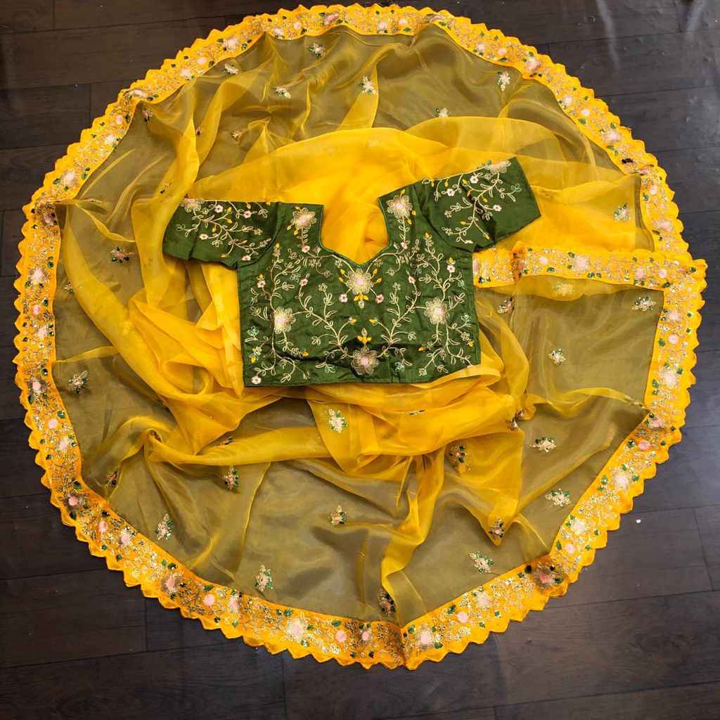 Premium Organza Silk Saree – Multi Work, Coding & Sequins Detailing with Diamond Silk Blouse  House of ShiVisha™