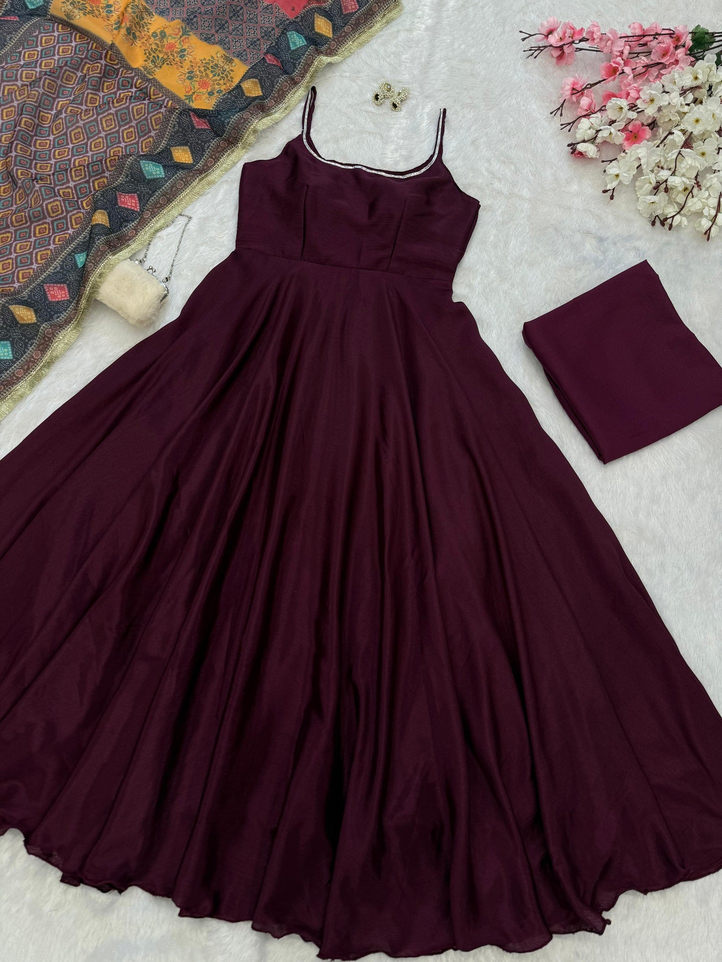 SCNX-1160 Pure Chinon Anarkali Suit – Elegant Flair with Digital Printed Cotton Dupatta & Buttercotton Bottom | House of ShiVisha™ | Modern Grace Edition