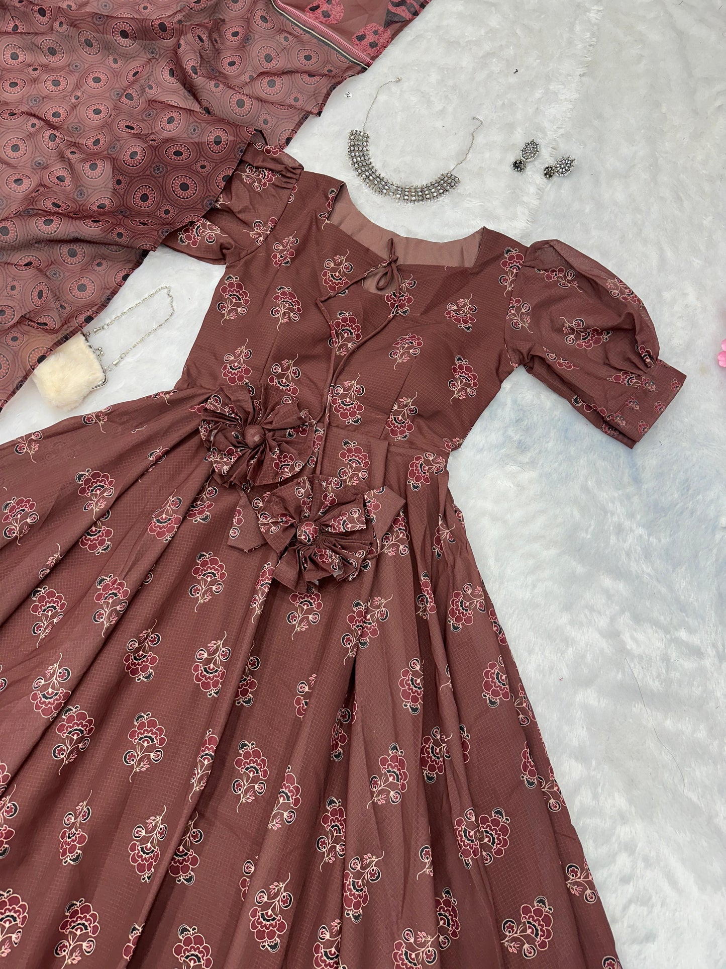 SCNX-1130 Pure Soft Cotton Printed Anarkali Suit – Huge 8-Meter Flair with Elegant Lace Border Dupatta | House of ShiVisha™ | Modern Grace Edition