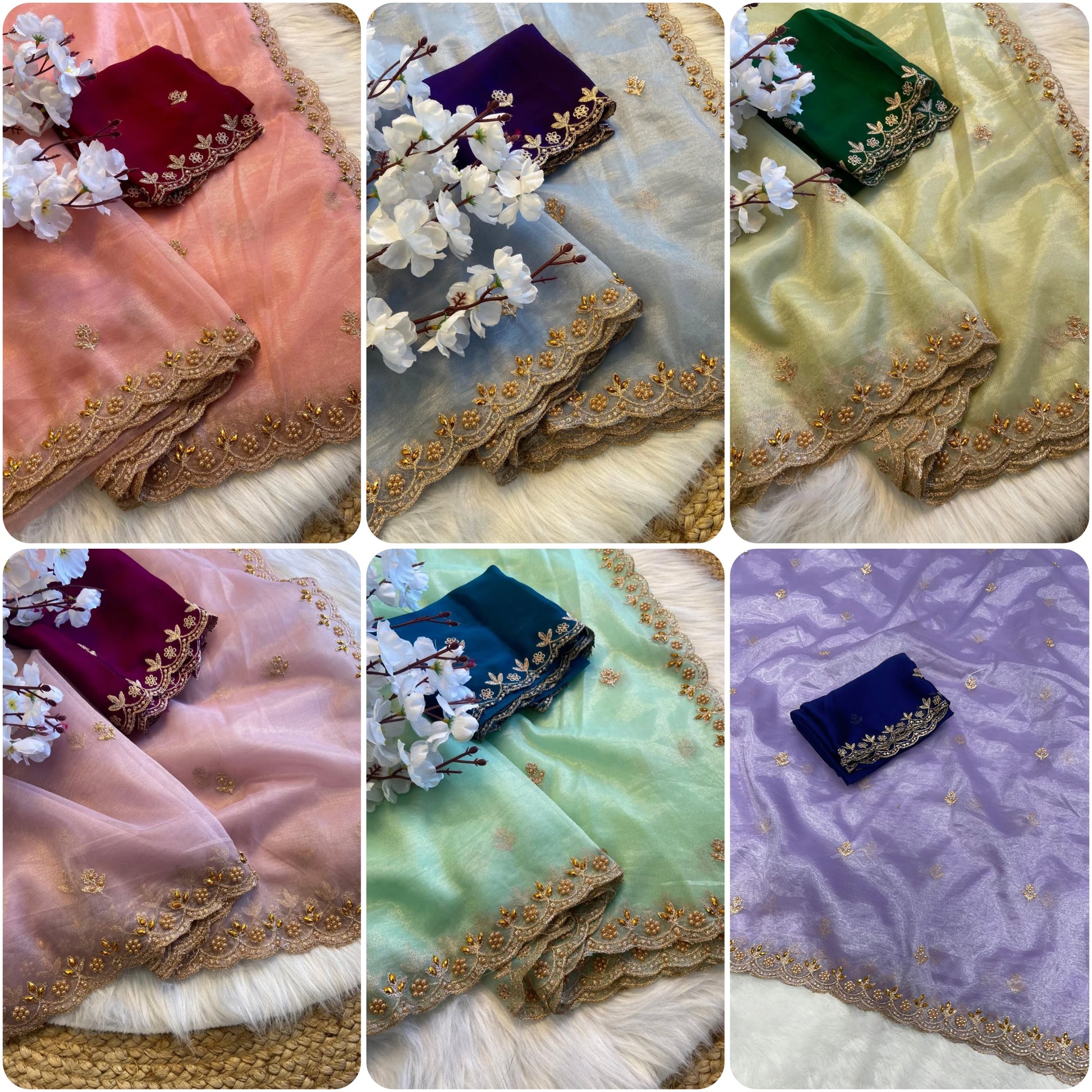 Pure Soft Twills Oranga Saree – Handwork All Over with Rangoli Satin Blouse | House of ShiVisha™ | Code: HOS-SR001-KOTHARINX4