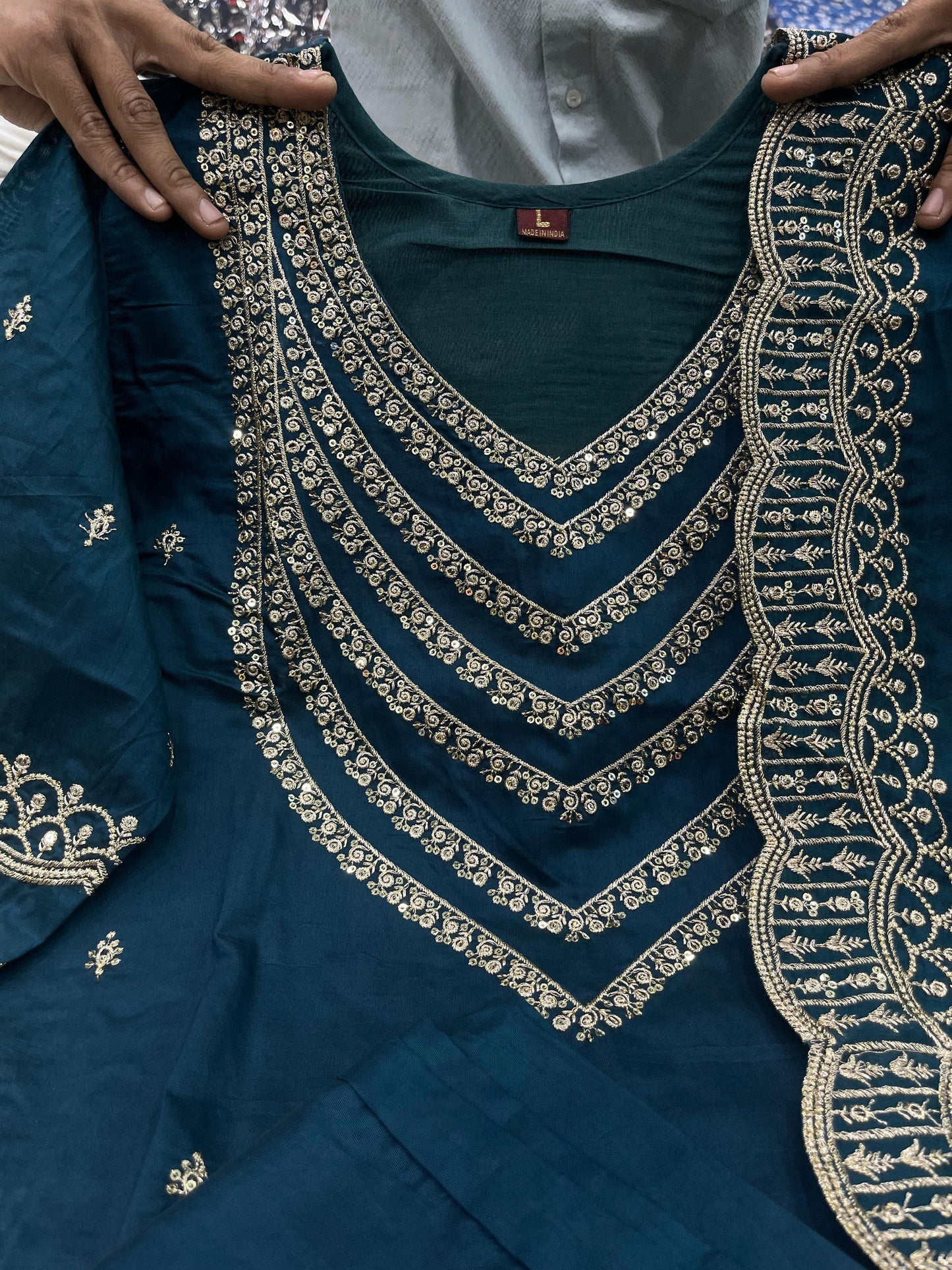 Rajhans Chanderi Silk Ready-to-Wear Party Suit – Glossy Finish with Elegant Silhouette  House of ShiVisha™  Diwali Collection