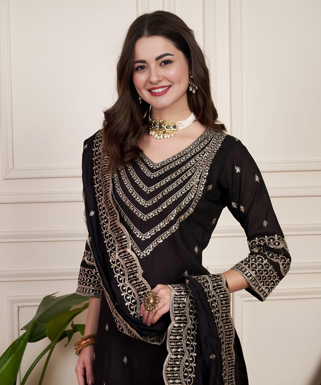 Rajhans Chanderi Silk Ready-to-Wear Party Suit – Glossy Finish with Elegant Silhouette  House of ShiVisha™  Diwali Collection