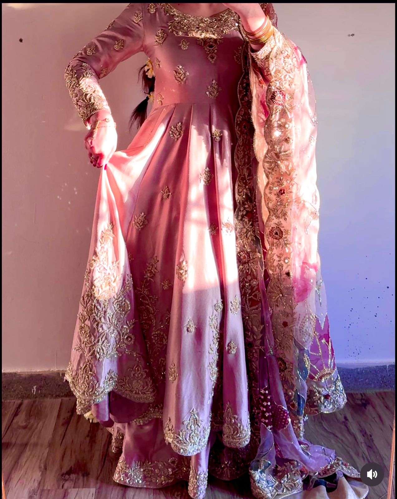 HOS FD-144 Satin Silk Gown Set with Plazzo & Embroidered Dupatta - House Of ShiVisha