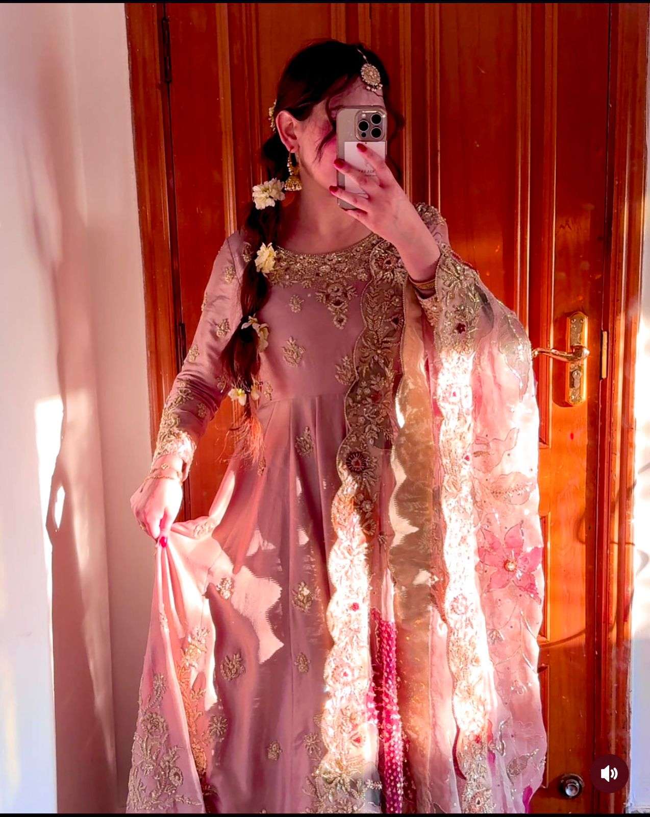 HOS FD-144 Satin Silk Gown Set with Plazzo & Embroidered Dupatta - House Of ShiVisha