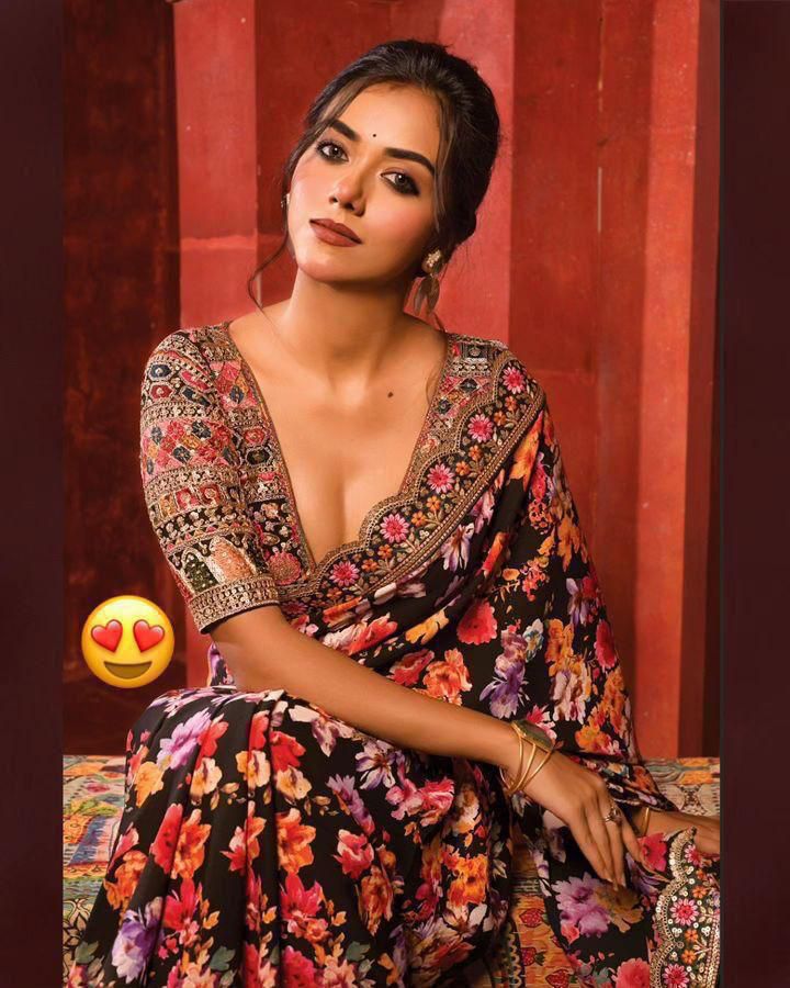 Soft Georgette Digital Print Saree – Heavy Sequins & Multi Thread Embroidery Work | House of ShiVisha™ | Code: KK-0228 - Imag