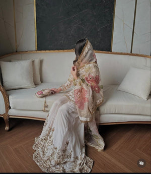 WW-1215 Heavy Chinon Silk Sharara Set – 5mm Sequin Embroidery with Digital Organza Dupatta | House of ShiVisha™