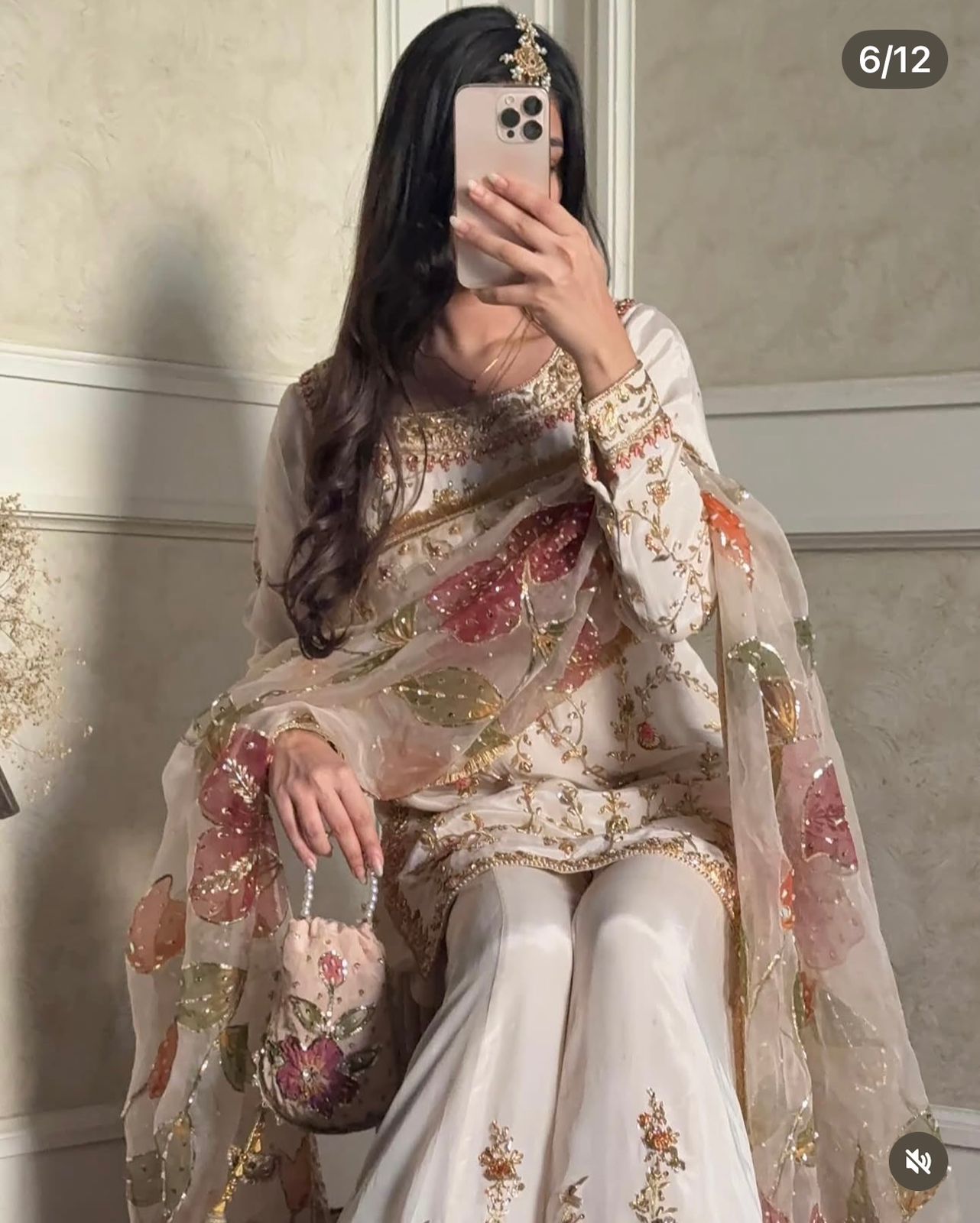 WW-1215 Heavy Chinon Silk Sharara Set – 5mm Sequin Embroidery with Digital Organza Dupatta | House of ShiVisha™