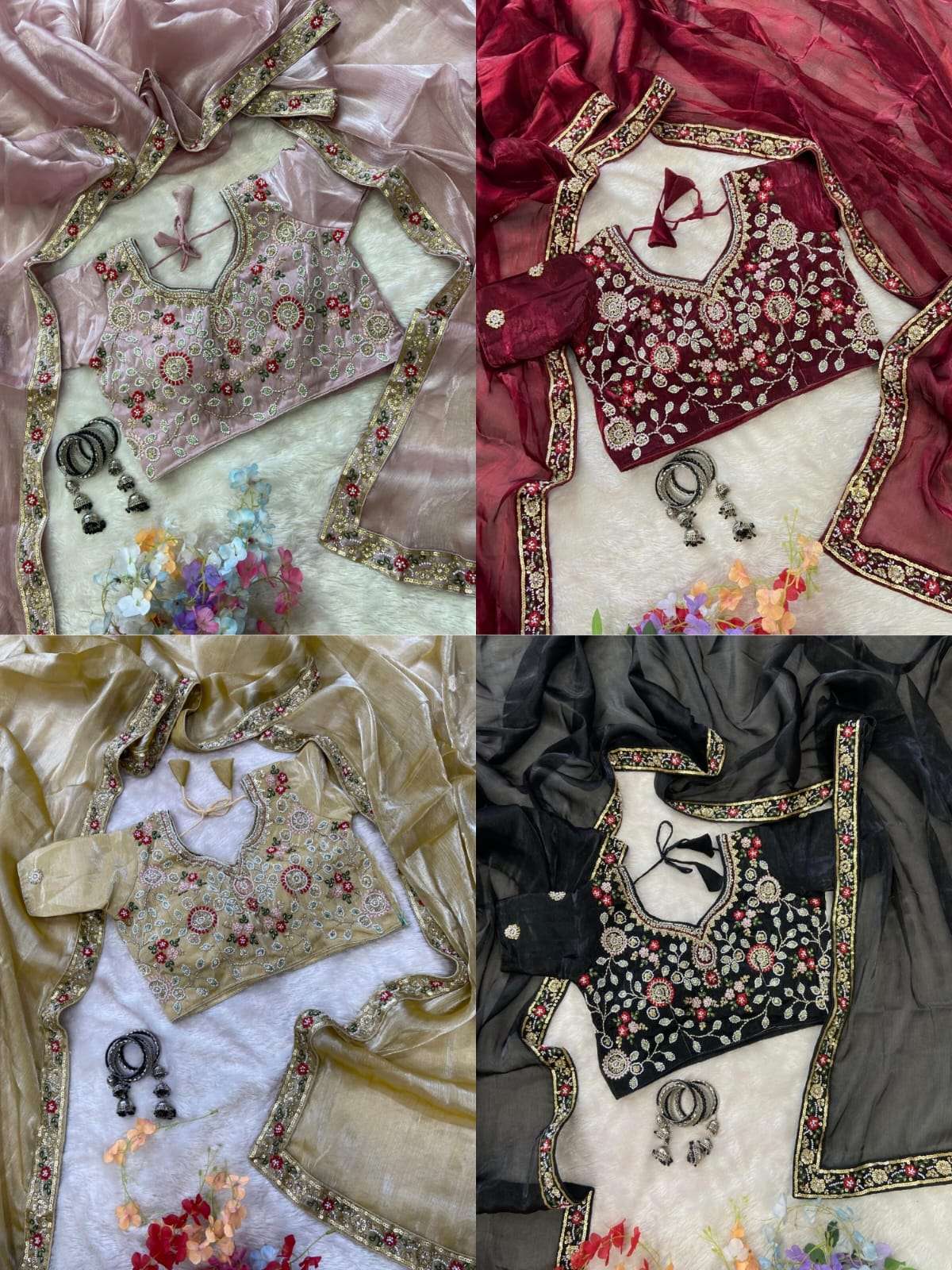 HOS ASN-55 Handwork Saree – Premium Burberry Silk with Khatli Work & Designer Blouse - House Of ShiVisha