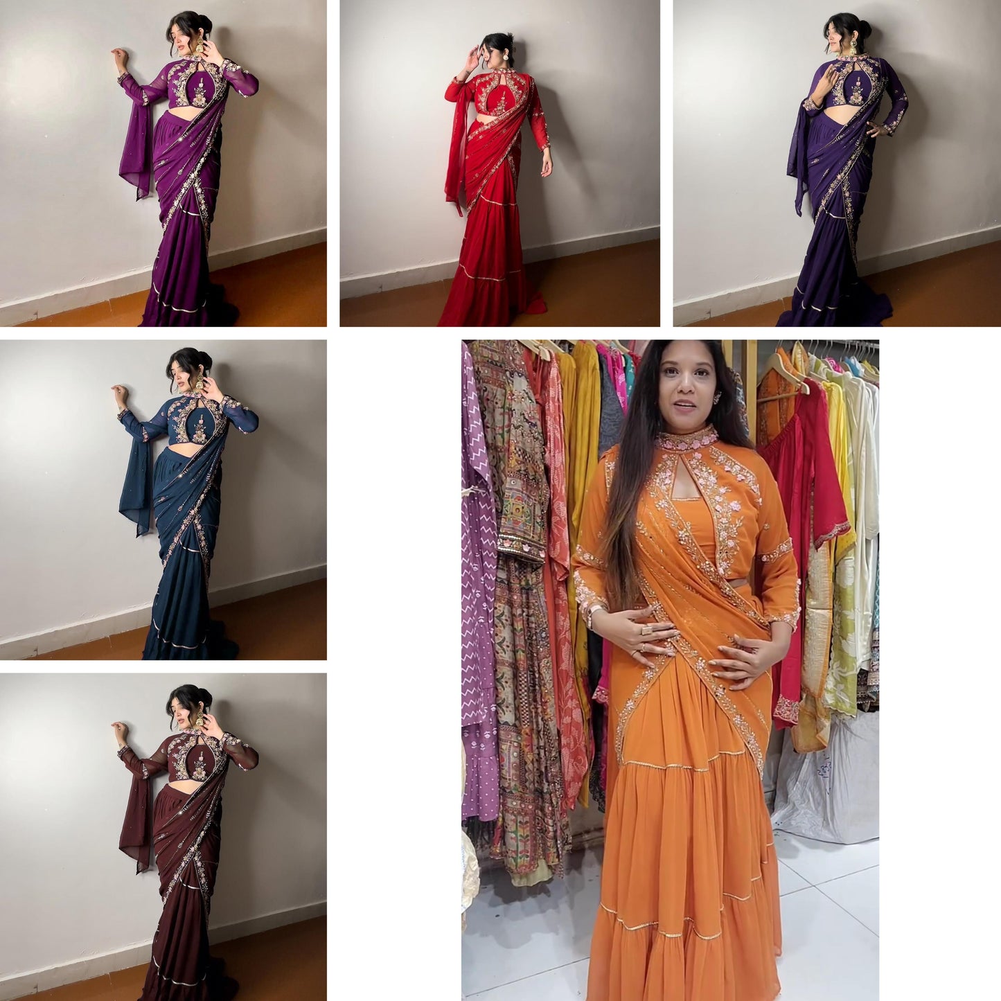 WEDDING SEASON SPECIAL FANCY PARTY WEAR FAUX GEORGETTE LEHENGA SAREE WITH HEAVY WORK BLOUSE AND