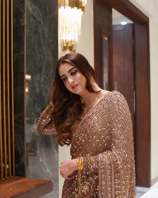 Premium Butterfly Net Embellished With Beautiful Sequins Work Saree