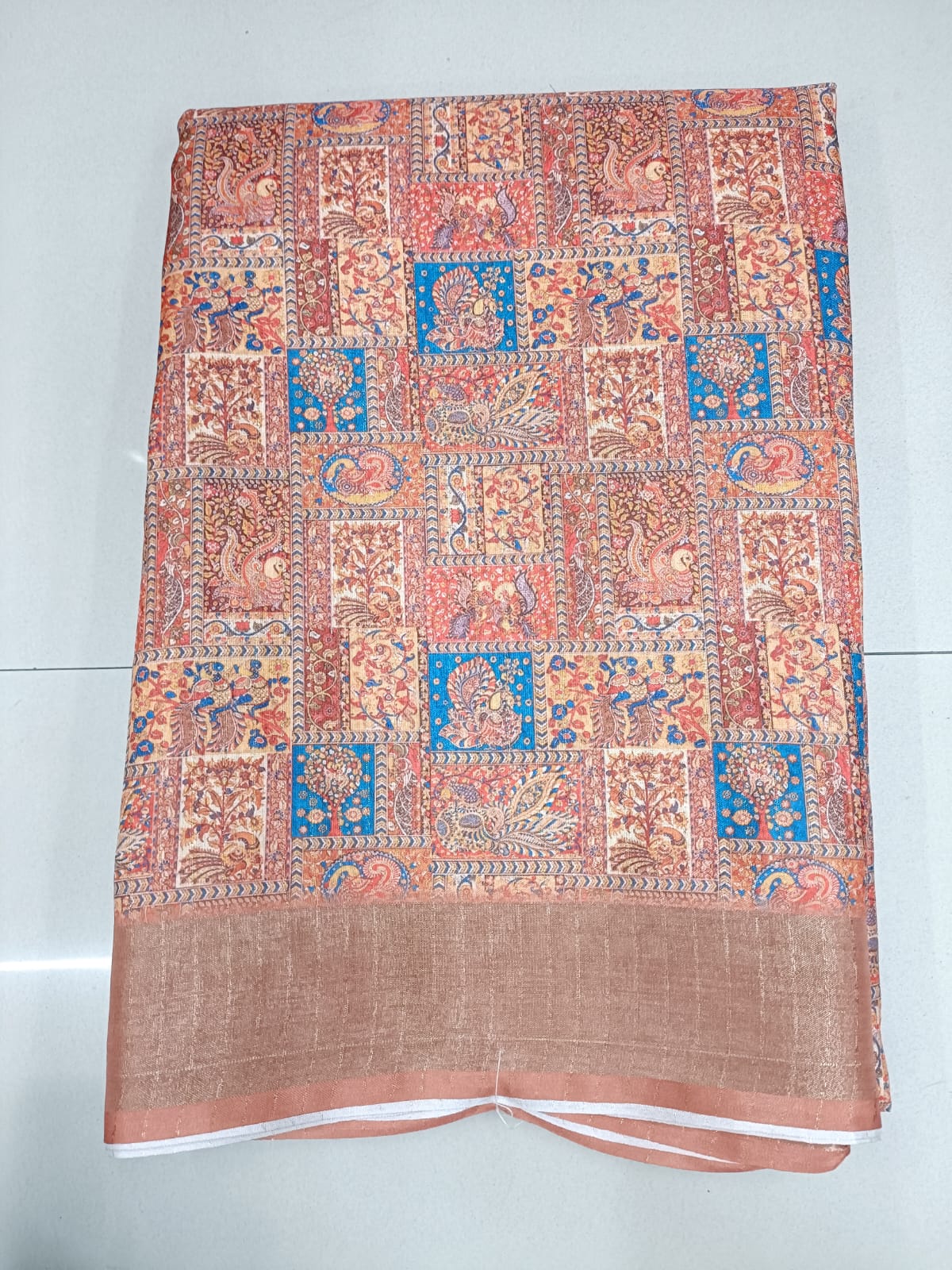 Handloom Recozari Silk Saree – Ruby Red with Magenta Pink accents, Silver Zari Border (Design 003)