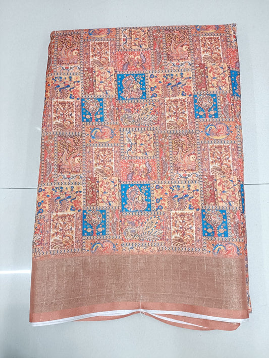 Handloom Recozari Silk Saree – Ruby Red with Magenta Pink accents, Silver Zari Border (Design 003)
