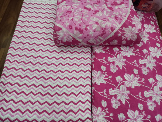 Jaipuri Cotton Block Print 60 40 Fabric Set - Design 167