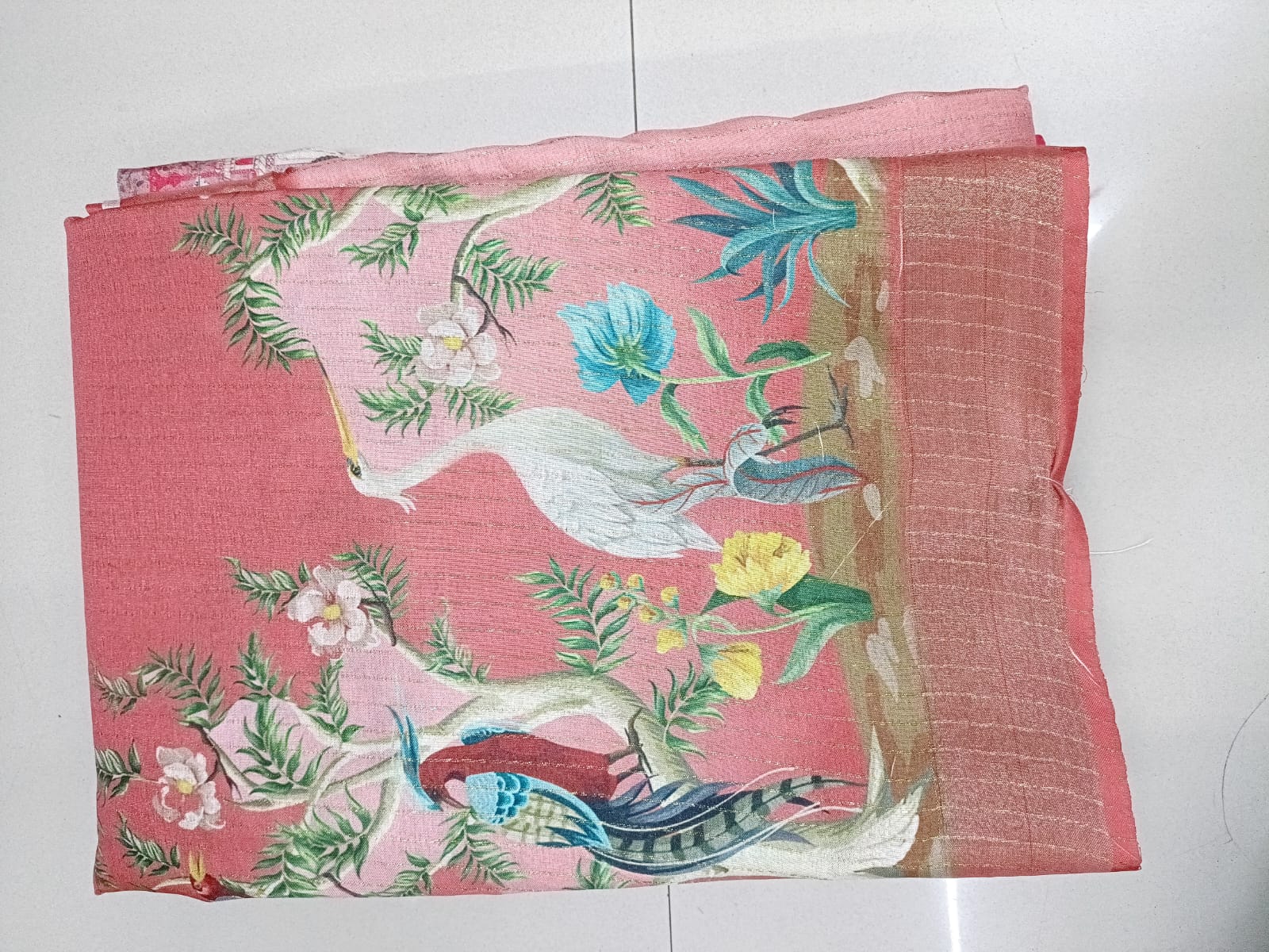 Handloom Recozari Silk Saree – Royal Blue with Mustard Yellow accents, Zari Border (Design 189)
