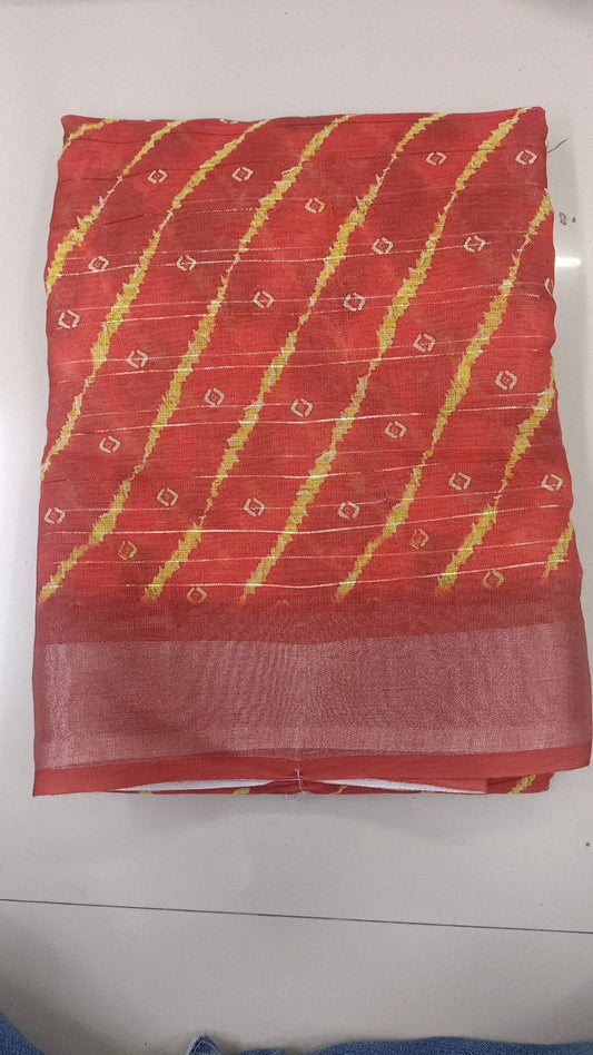 Handloom Recozari Silk Saree – Ruby Red, Silver Zari Border (Design 045)