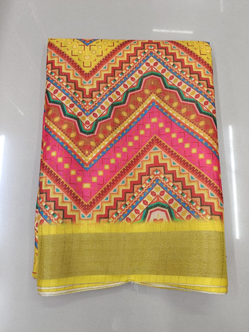 Handloom Recozari Silk Saree – Saffron Orange with Ruby Red accents, Silver Zari Border (Design 073)