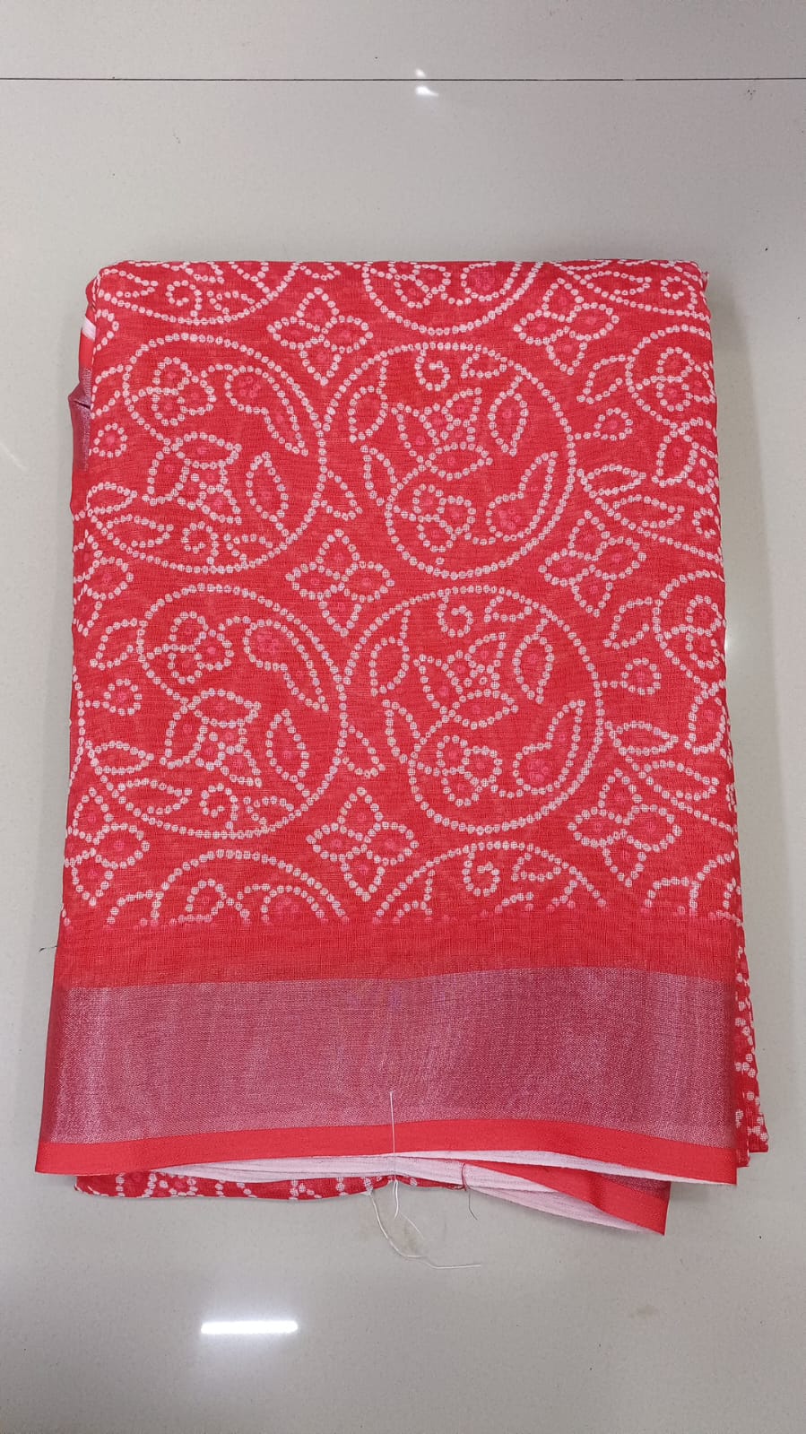 Handloom Recozari Silk Saree – Crimson Red with Cobalt Blue accents, Zari Border (Design 004)