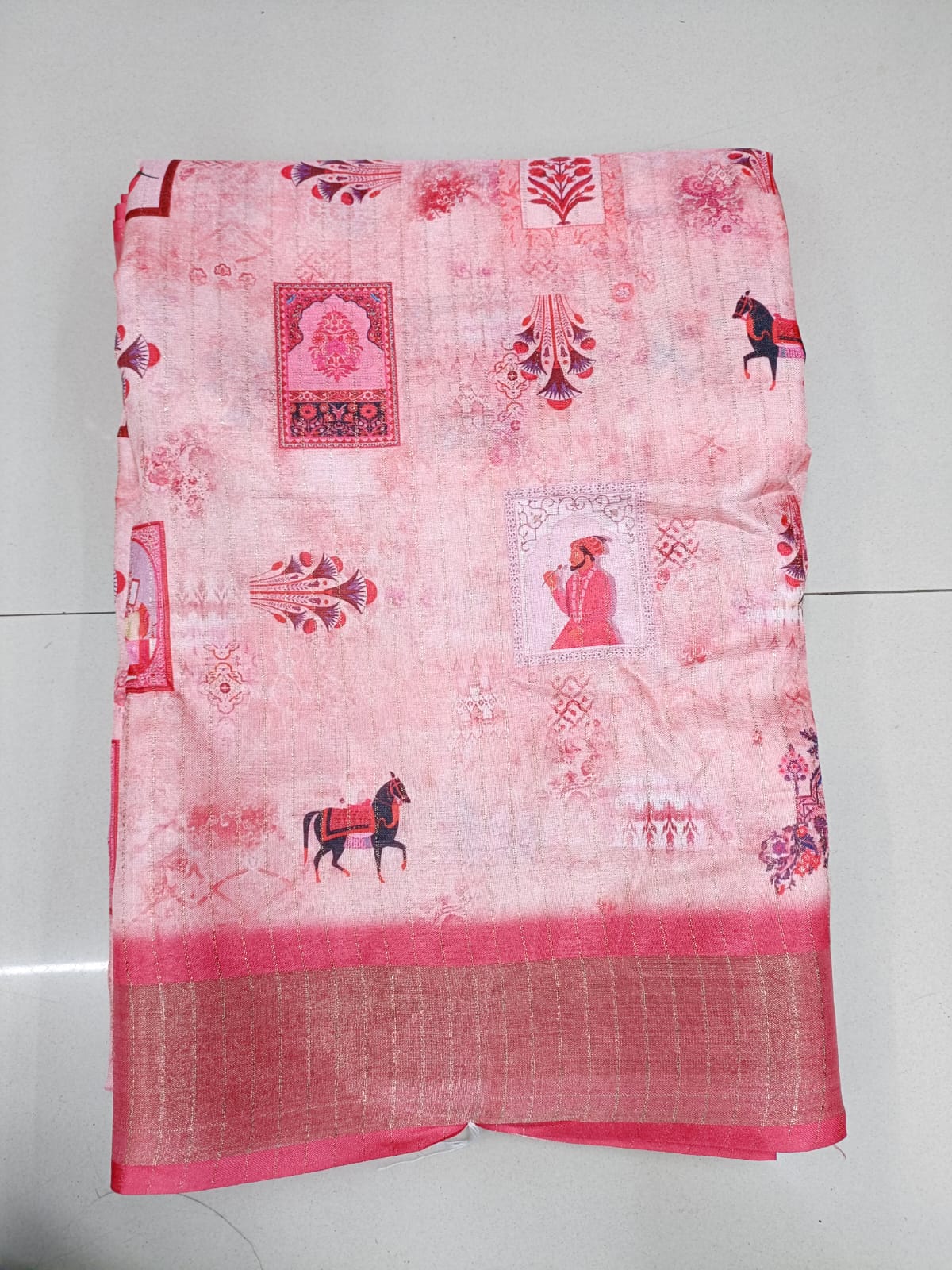 Handloom Recozari Silk Saree – Royal Blue, Silver Zari Border (Design 047)