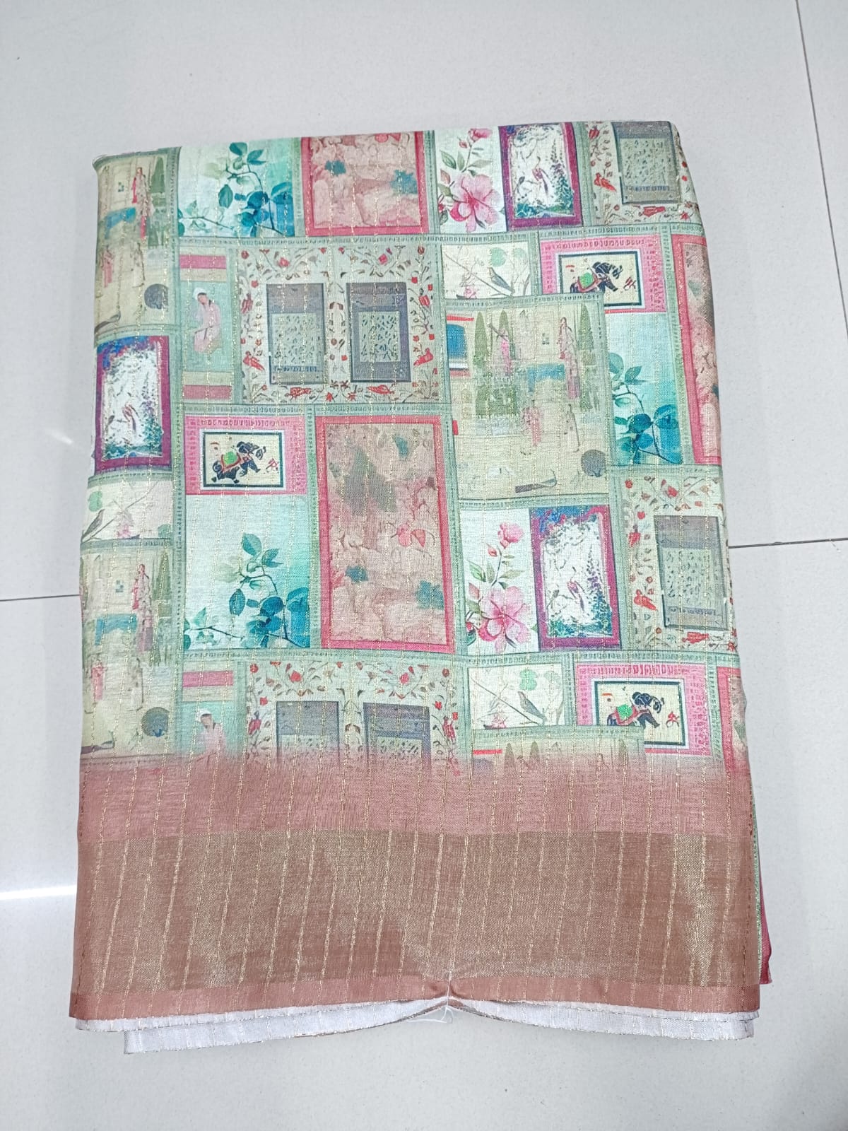 Handloom Recozari Silk Saree – Rust Orange with Charcoal accents, Zari Border (Design 044)