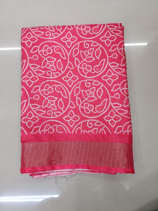 Handloom Recozari Silk Saree – Magenta Pink, Zari Border (Design 100)