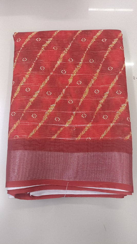 Handloom Recozari Silk Saree – Silver Grey with Ruby Red accents, Silver Zari Border (Design 182)