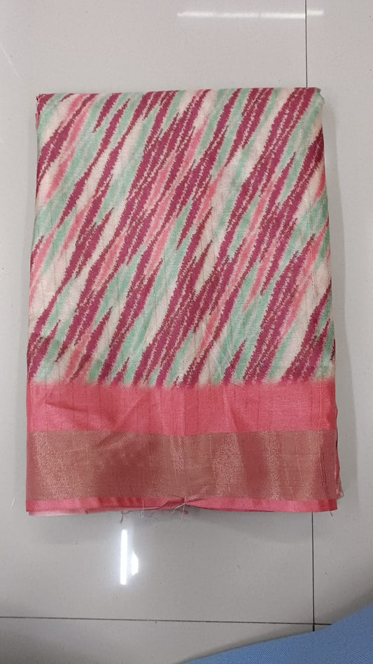 Handloom Recozari Silk Saree – Mustard Yellow with Silver Grey accents, Silver Zari Border (Design 177)