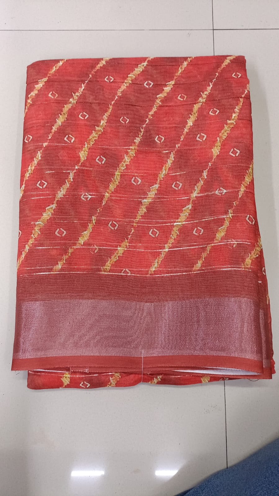 Handloom Recozari Silk Saree – Ruby Red with Royal Purple accents, Zari Border (Design 181)