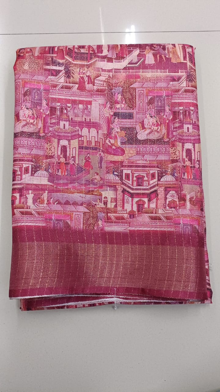 Handloom Recozari Silk Saree – Silver Grey with Ruby Red accents, Silver Zari Border (Design 176)