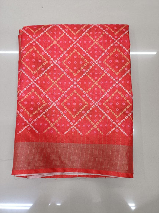 Handloom Recozari Silk Saree – Ruby Red with Silver Grey accents, Silver Zari Border (Design 206)