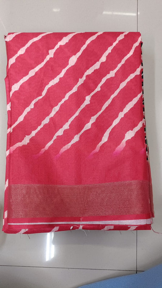 Handloom Recozari Silk Saree – Silver Grey with Ruby Red accents, Silver Zari Border (Design 099)