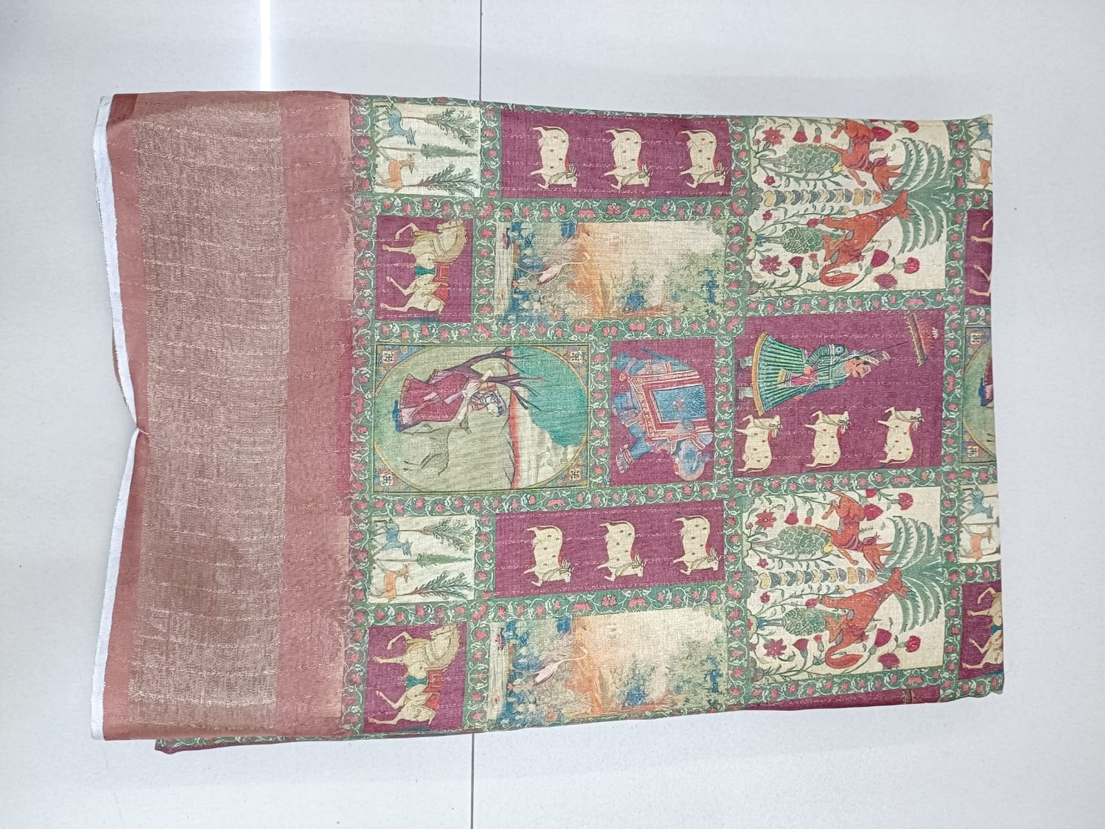 Handloom Recozari Silk Saree – Royal Purple with Ruby Red accents, Zari Border (Design 064)