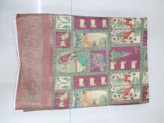 Handloom Recozari Silk Saree – Royal Purple with Ruby Red accents, Zari Border (Design 064)