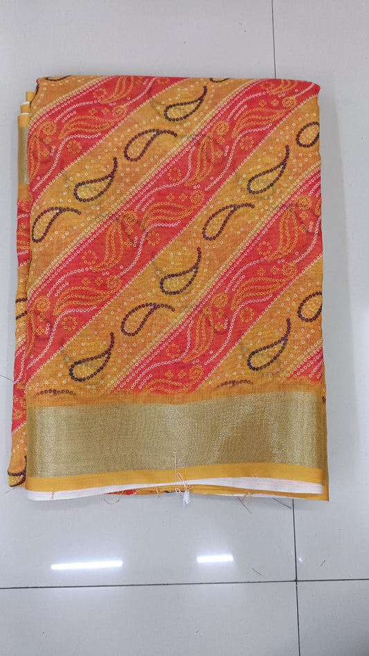 Handloom Recozari Silk Saree – Royal Blue with Saffron Orange accents, Zari Border (Design 026)