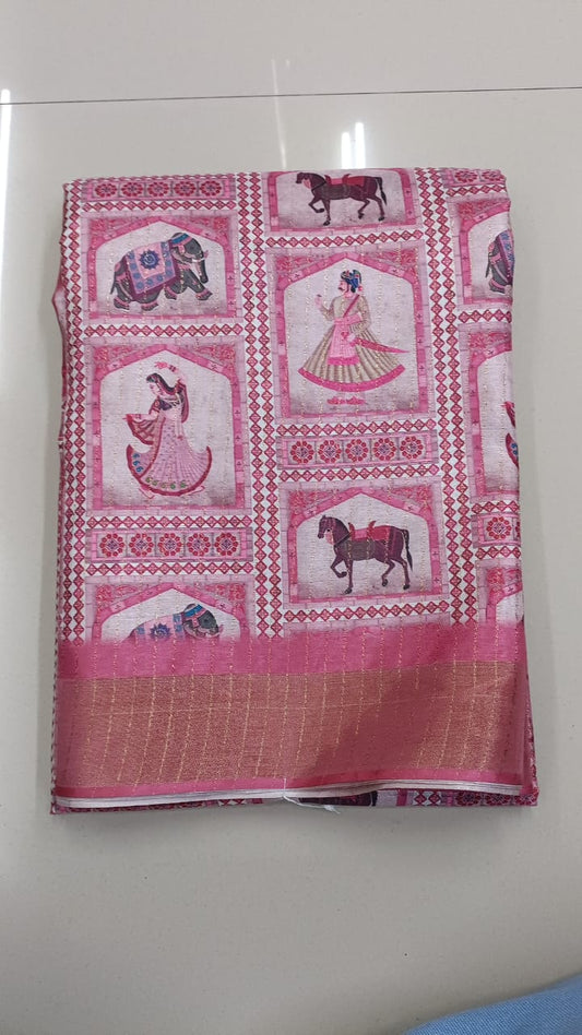 Handloom Recozari Silk Saree – Silver Grey with Mustard Yellow accents, Silver Zari Border (Design 148)