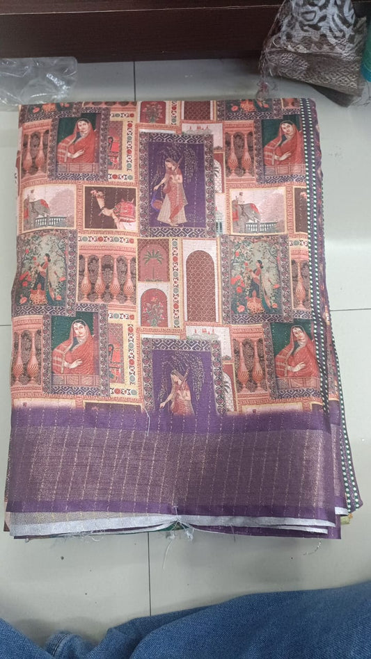 Handloom Recozari Silk Saree – Ruby Red with Magenta Pink accents, Zari Border (Design 125)