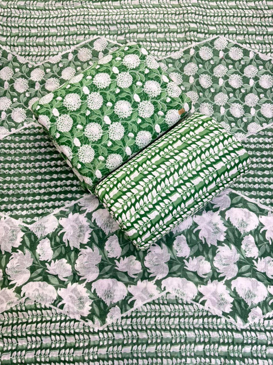 Jaipuri Cotton Block Print 60 40 Fabric Set - Design 153