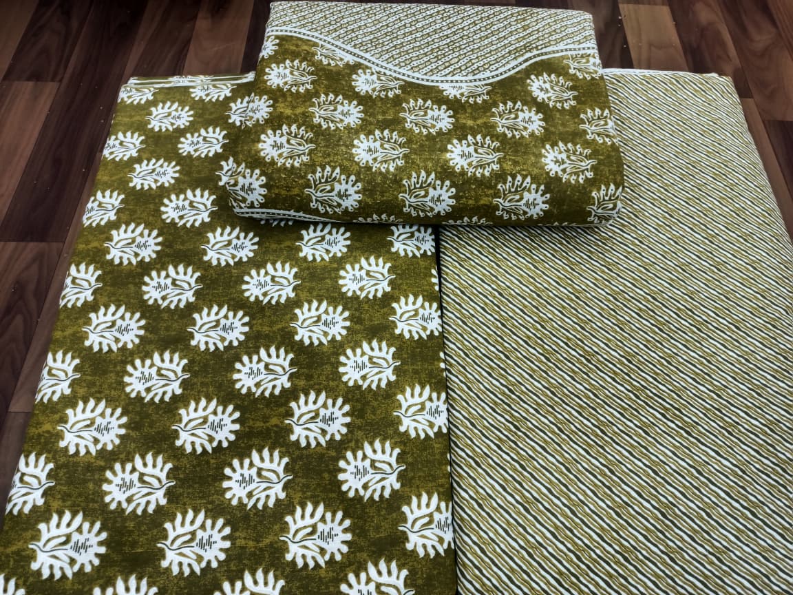Jaipuri Cotton Block Print 60 40 Fabric Set - Design 162