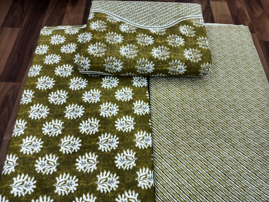 Jaipuri Cotton Block Print 60 40 Fabric Set - Design 162