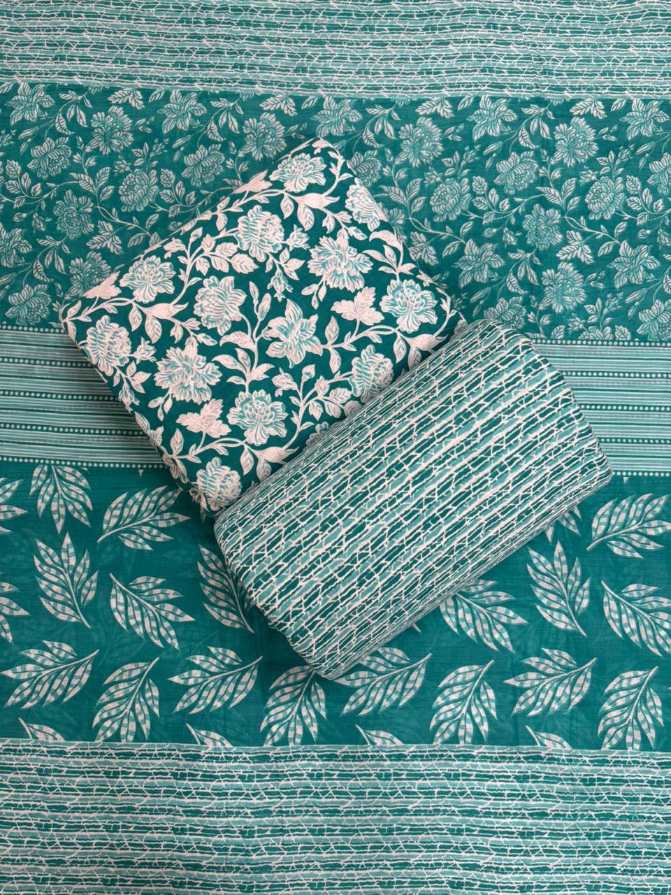 Jaipuri Cotton Block Print 60 40 Fabric Set - Design 166