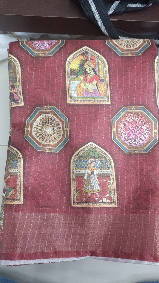 Handloom Recozari Silk Saree – Rust Orange with Bottle Green accents, Zari Border (Design 180)