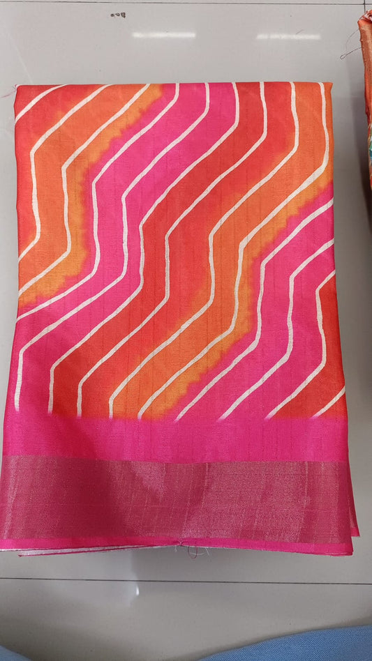 Handloom Recozari Silk Saree – Ruby Red with Crimson Red accents, Silver Zari Border (Design 190)