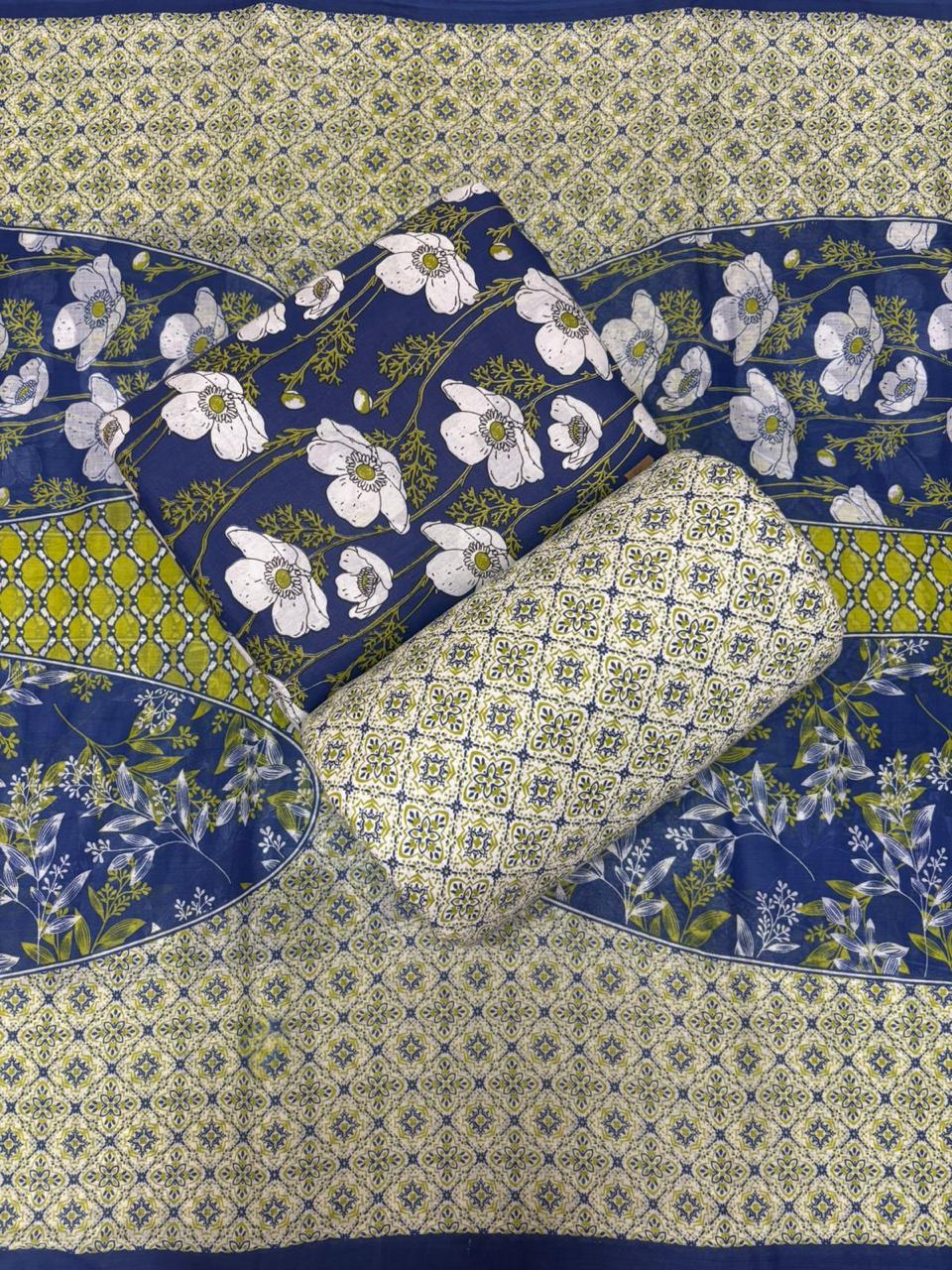 Jaipuri Cotton Block Print 60 40 Fabric Set - Design 165