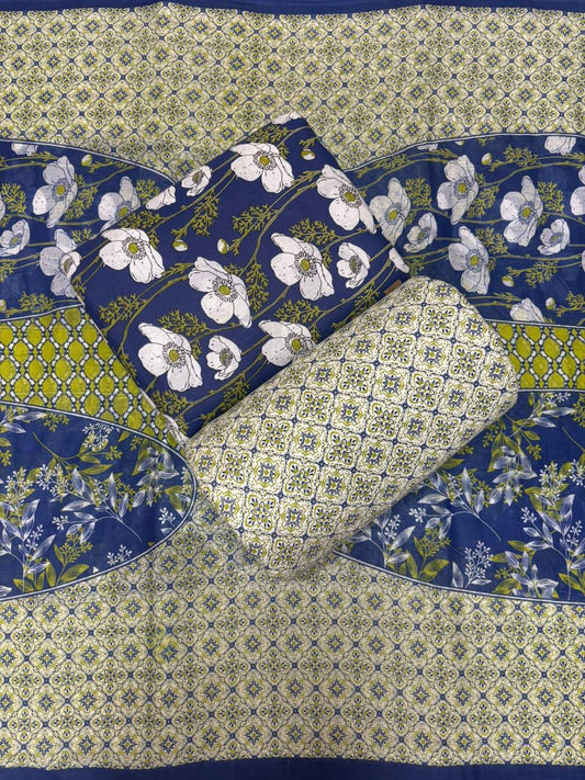Jaipuri Cotton Block Print 60 40 Fabric Set - Design 165