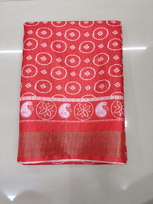 Handloom Recozari Silk Saree – Silver Grey with Ruby Red accents, Silver Zari Border (Design 086)