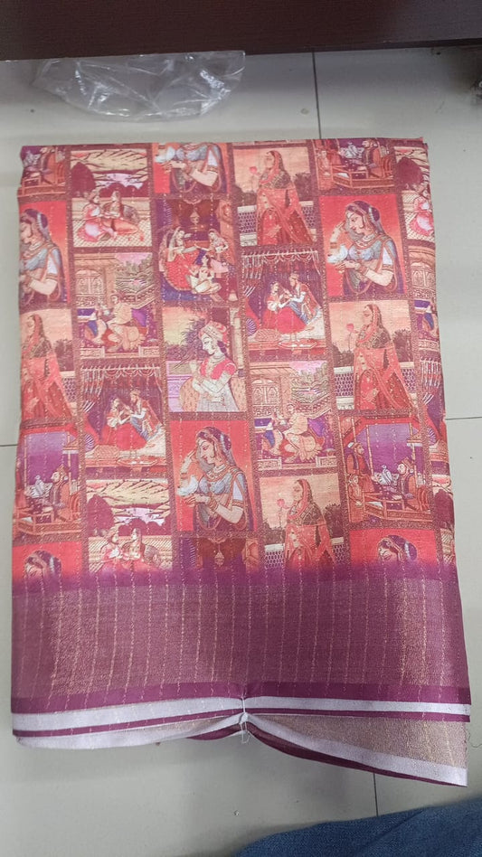 Handloom Recozari Silk Saree – Aqua Blue with Rust Orange accents, Zari Border (Design 006)