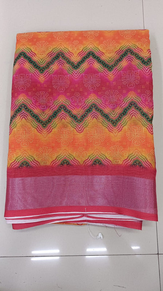 Handloom Recozari Silk Saree – Ruby Red, Silver Zari Border (Design 087)